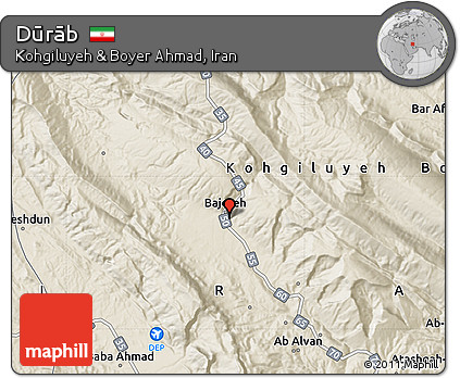 Shaded Relief Map of Dūrāb