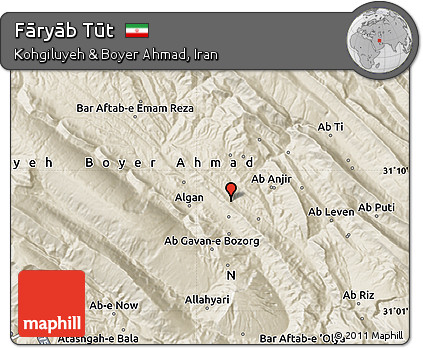 Shaded Relief Map of Fāryāb Tūt
