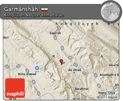 Shaded Relief Map of Garmānshāh