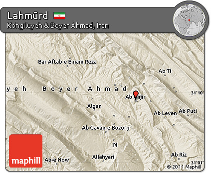 Shaded Relief Map of Lahmūrd