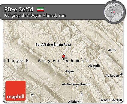 Shaded Relief Map of Pīr-e Sefīd