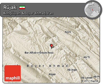 Shaded Relief Map of Rūjak