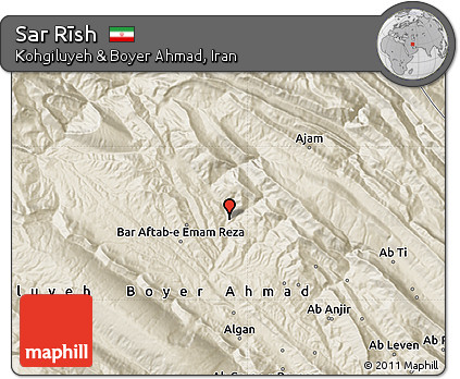 Shaded Relief Map of Sar Rīsh