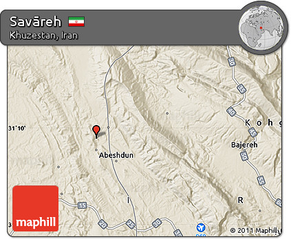 Shaded Relief Map of Savāreh