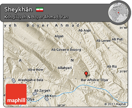 Shaded Relief Map of Sheykhān