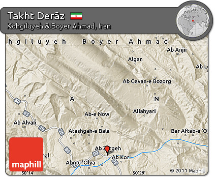 Shaded Relief Map of Takht Derāz