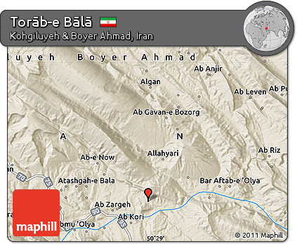 Shaded Relief Map of Torāb-e Bālā
