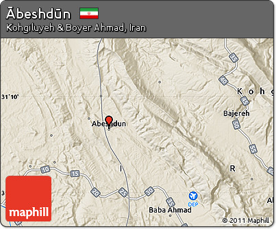 Shaded Relief Map of Ābeshdūn