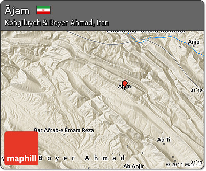 Shaded Relief Map of Ājam