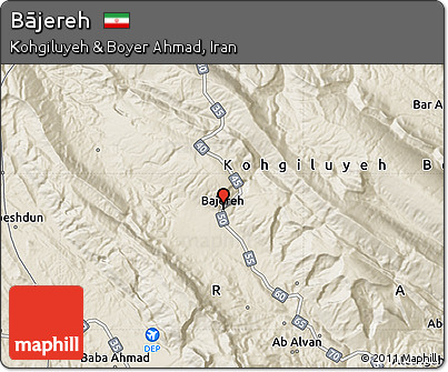 Shaded Relief Map of Bājereh