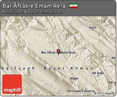 Shaded Relief Map of Bar Āftāb-e Emām Reẕā