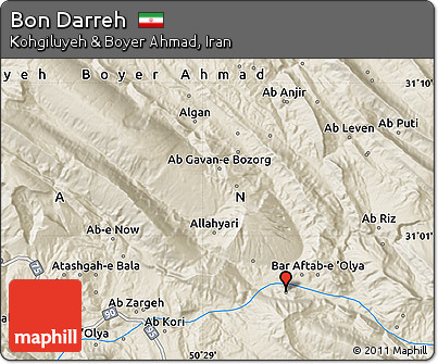 Shaded Relief Map of Bon Darreh