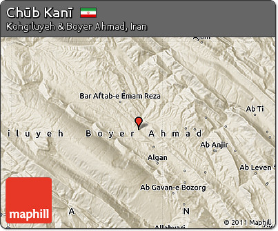 Shaded Relief Map of Chūb Kanī