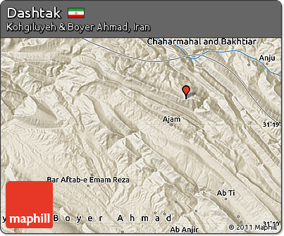 Shaded Relief Map of Dashtak