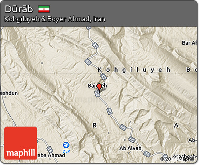 Shaded Relief Map of Dūrāb