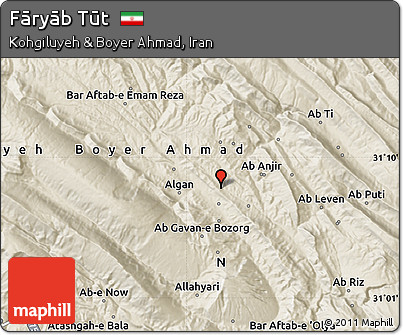 Shaded Relief Map of Fāryāb Tūt