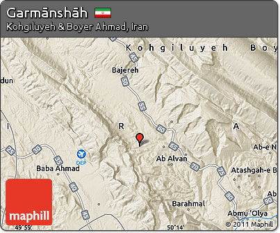 Shaded Relief Map of Garmānshāh