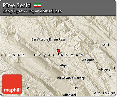 Shaded Relief Map of Pīr-e Sefīd