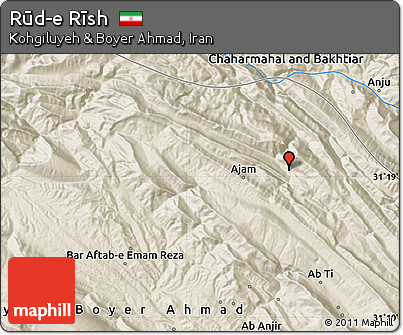 Shaded Relief Map of Rūd-e Rīsh