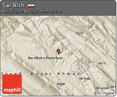 Shaded Relief Map of Sar Rīsh