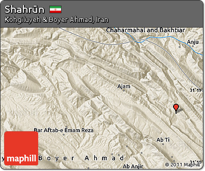 Shaded Relief Map of Shahrūn