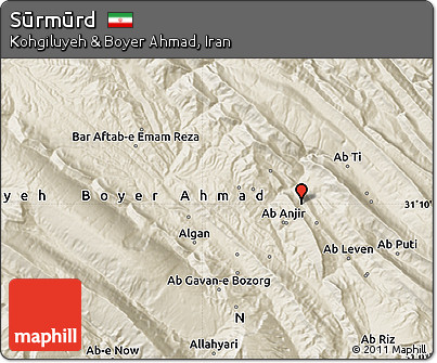 Shaded Relief Map of Sūrmūrd