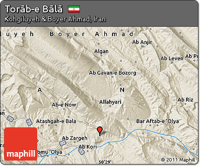 Shaded Relief Map of Torāb-e Bālā