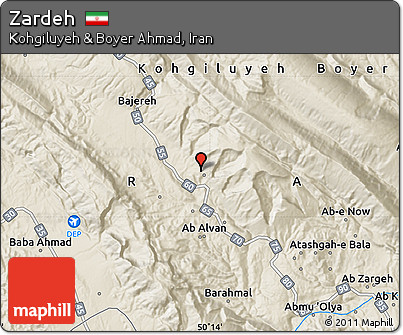 Shaded Relief Map of Zardeh