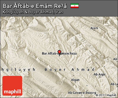 Shaded Relief Map of Bar Āftāb-e Emām Reẕā
