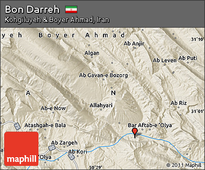Shaded Relief Map of Bon Darreh