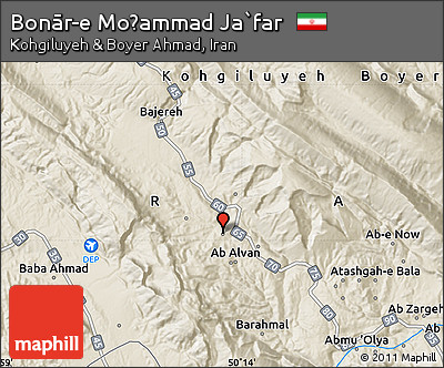 Shaded Relief Map of Bonār-e Moḩammad Ja`far