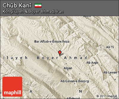 Shaded Relief Map of Chūb Kanī