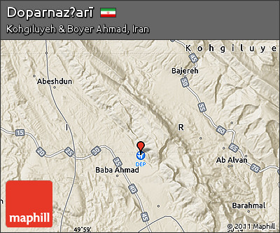 Shaded Relief Map of Doparnaz̧arī