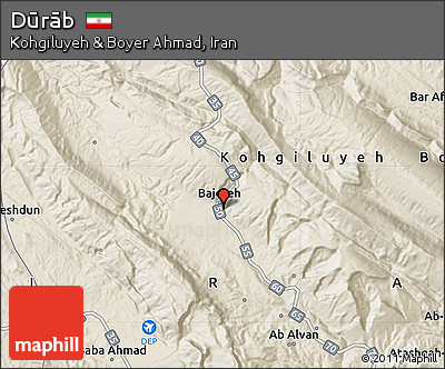 Shaded Relief Map of Dūrāb