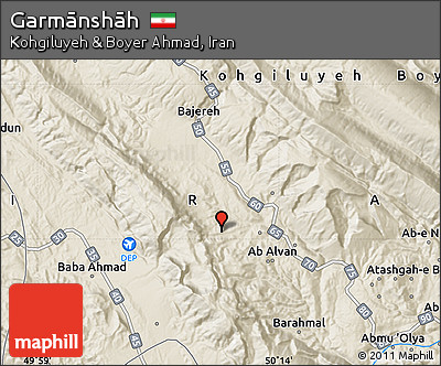 Shaded Relief Map of Garmānshāh