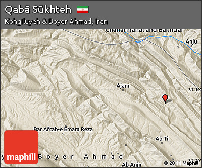 Shaded Relief Map of Qabā Sūkhteh