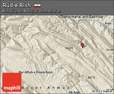 Shaded Relief Map of Rūd-e Rīsh