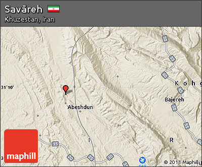 Shaded Relief Map of Savāreh