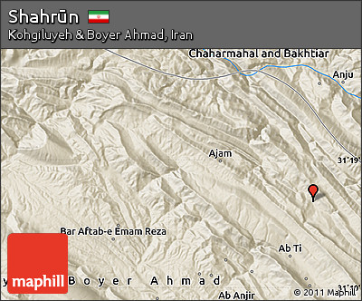 Shaded Relief Map of Shahrūn
