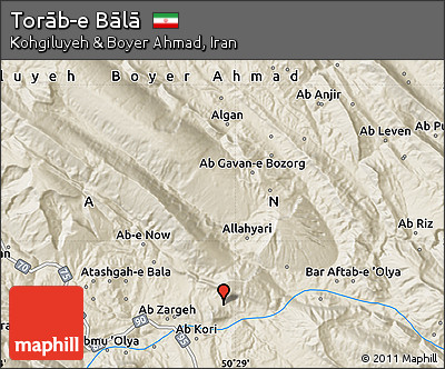 Shaded Relief Map of Torāb-e Bālā