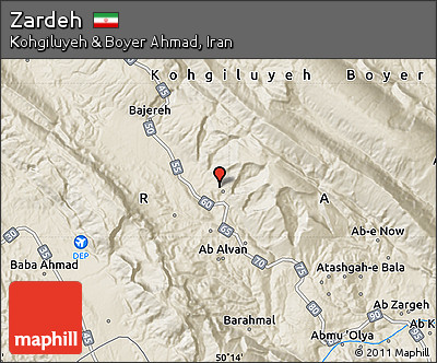 Shaded Relief Map of Zardeh