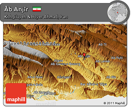 Physical Panoramic Map of Āb Anjīr