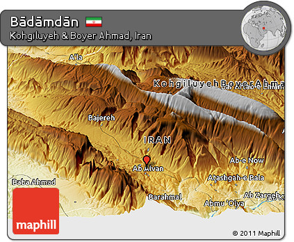 Physical Panoramic Map of Bādāmdān