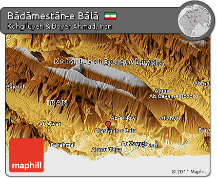 Physical Panoramic Map of Bādāmestān-e Bālā