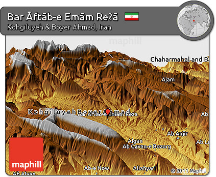 Physical Panoramic Map of Bar Āftāb-e Emām Reẕā