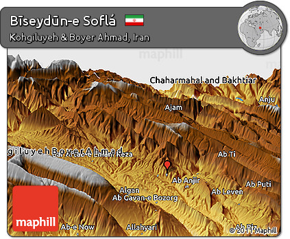 Physical Panoramic Map of Bīseydūn-e Soflá