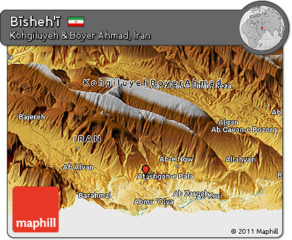 Physical Panoramic Map of Bīsheh'ī