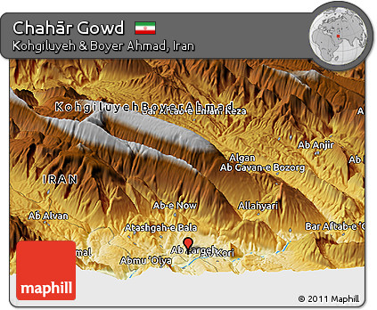 Physical Panoramic Map of Chahār Gowd
