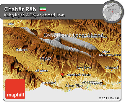 Physical Panoramic Map of Chahār Rāh