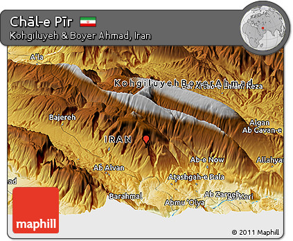 Physical Panoramic Map of Chāl-e Pīr